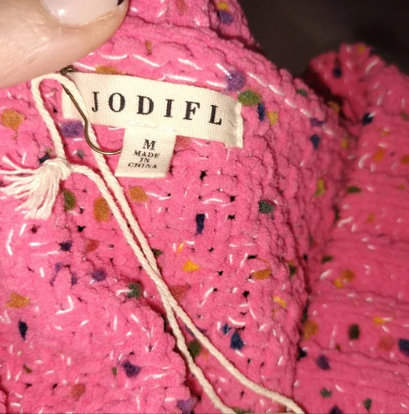 JODIFL Pink Cable Knit Cardigan - fits like Large - Picture 6 of 9